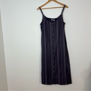 Tentree Breezy Women's Striped Gray Dress With Button Front